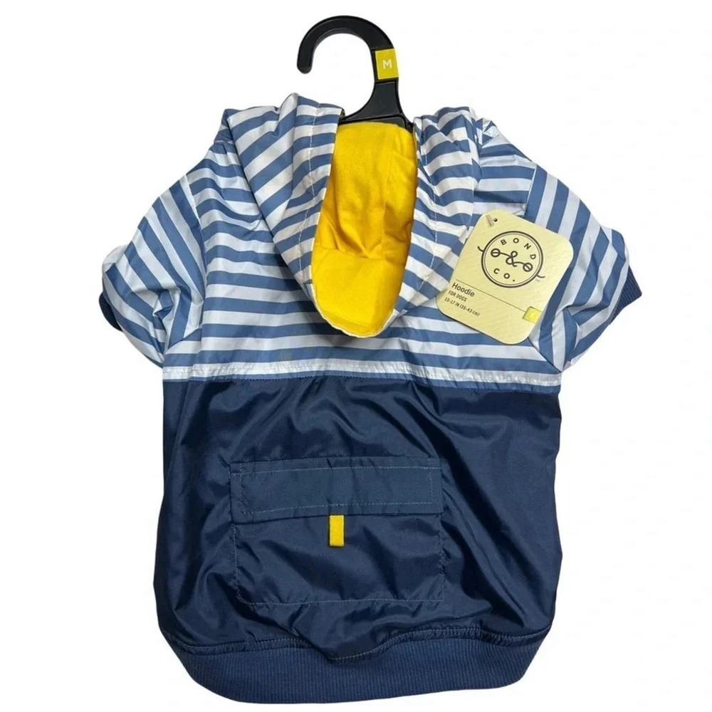 Bond & Co Colorblock Stripe Dog Hoodie Medium Blue White NWT